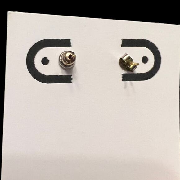 Vintage 90s Blue and Gold Heart Post Earrings - Picture 6 of 16